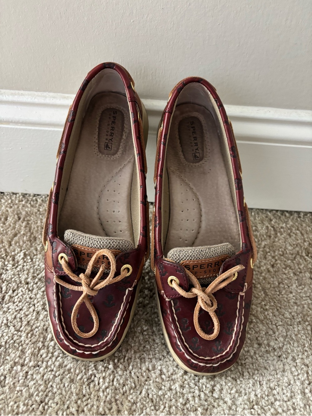 Sperry Top-Sider Angelfish Boat Shoes Cordovan Embossed Anchors Women's
